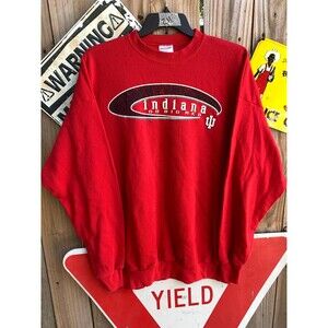 Red vintage 90s Indiana University Hoosiers crewneck pullover XXL